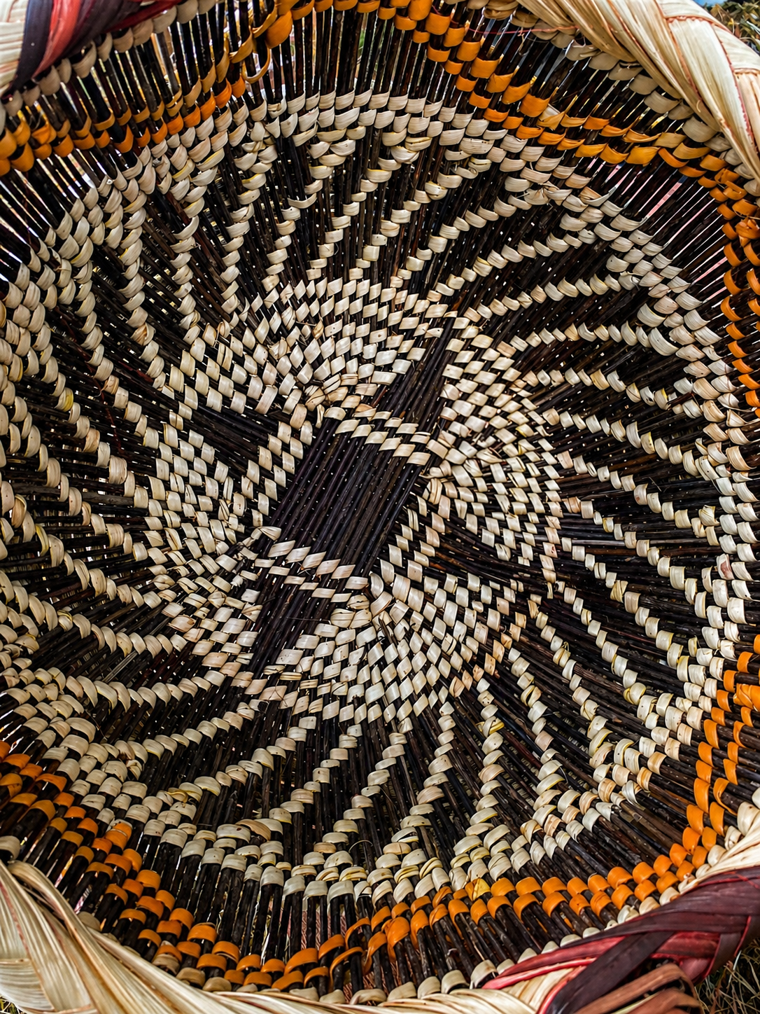 Close-up of a handwoven basket